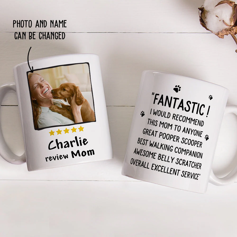 Dog Reviewed Mom - Personalized Custom Photo Coffee Mug