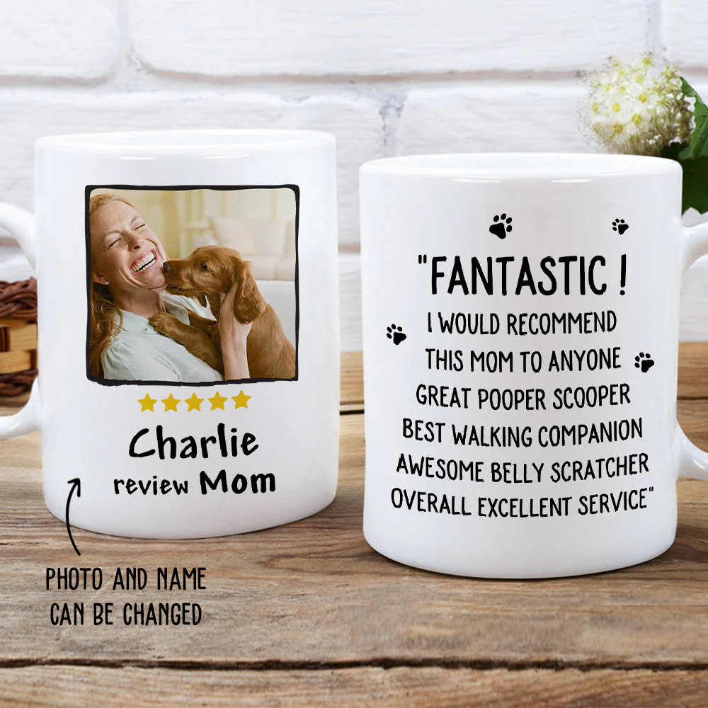 Dog Reviewed Mom - Personalized Custom Photo Coffee Mug - Image 2