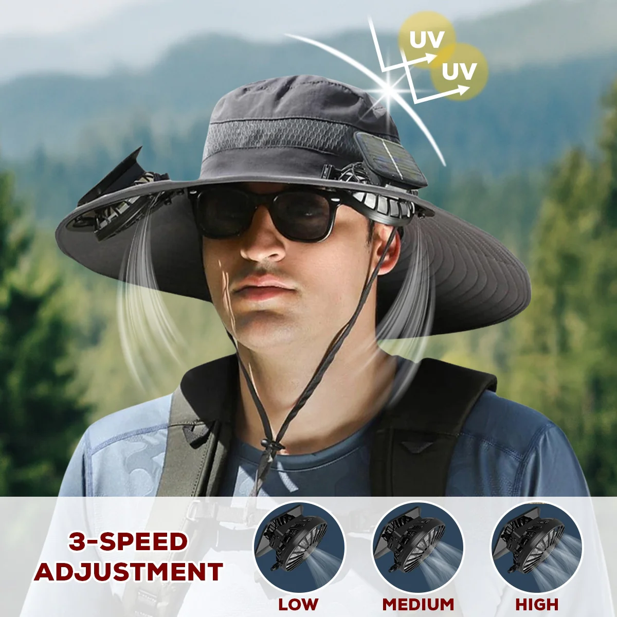 Dog Service Human Cartoon - Personalized Custom Solar Fan Hat - Image 6