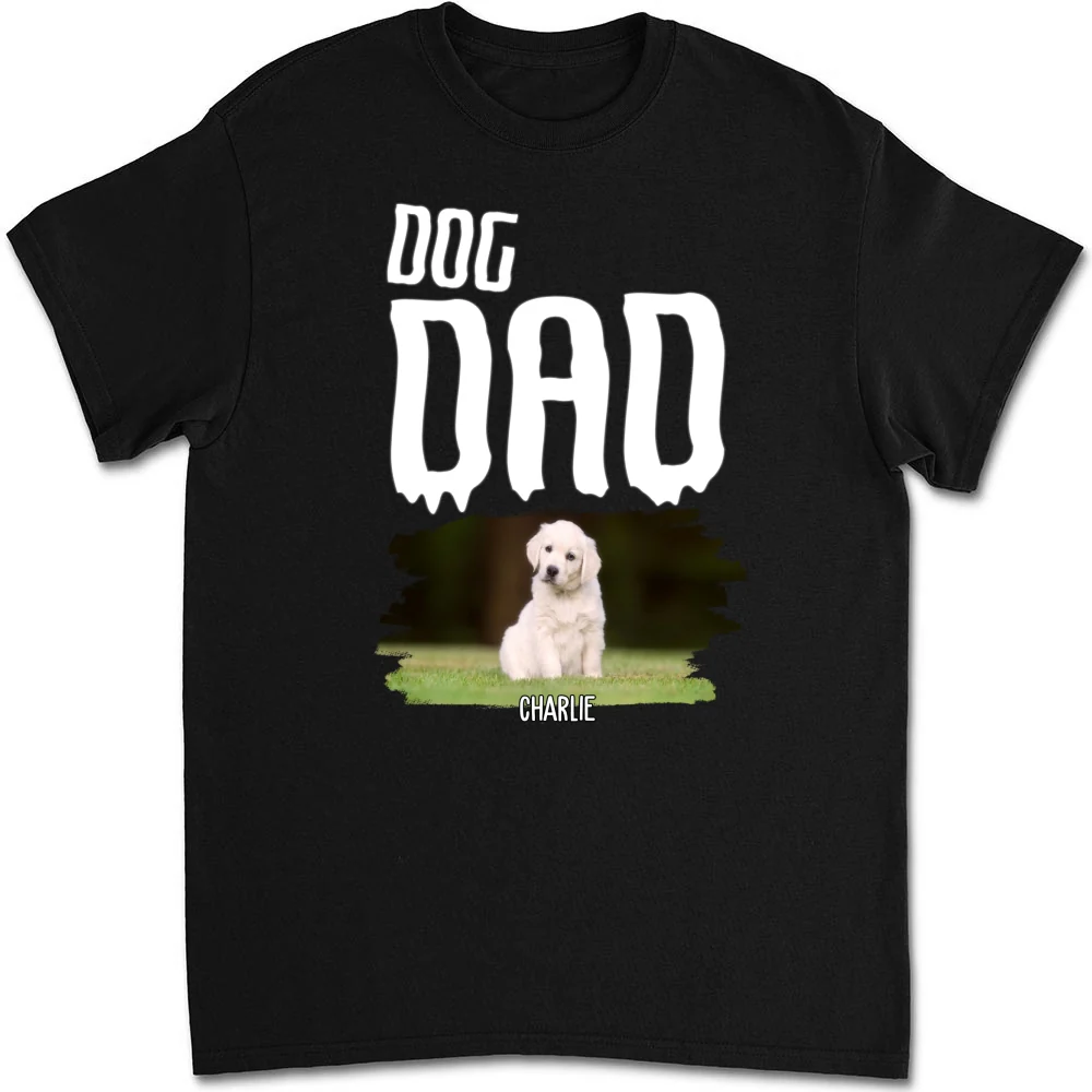 Dog Sleeping On Dad Photo - Personalized Custom Unisex T-Shirt - Image 6