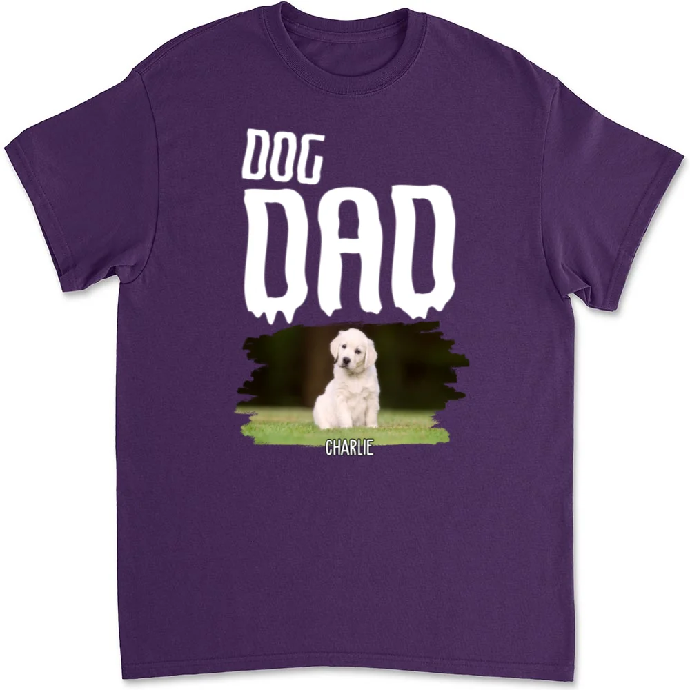 Dog Sleeping On Dad Photo - Personalized Custom Unisex T-Shirt - Image 9