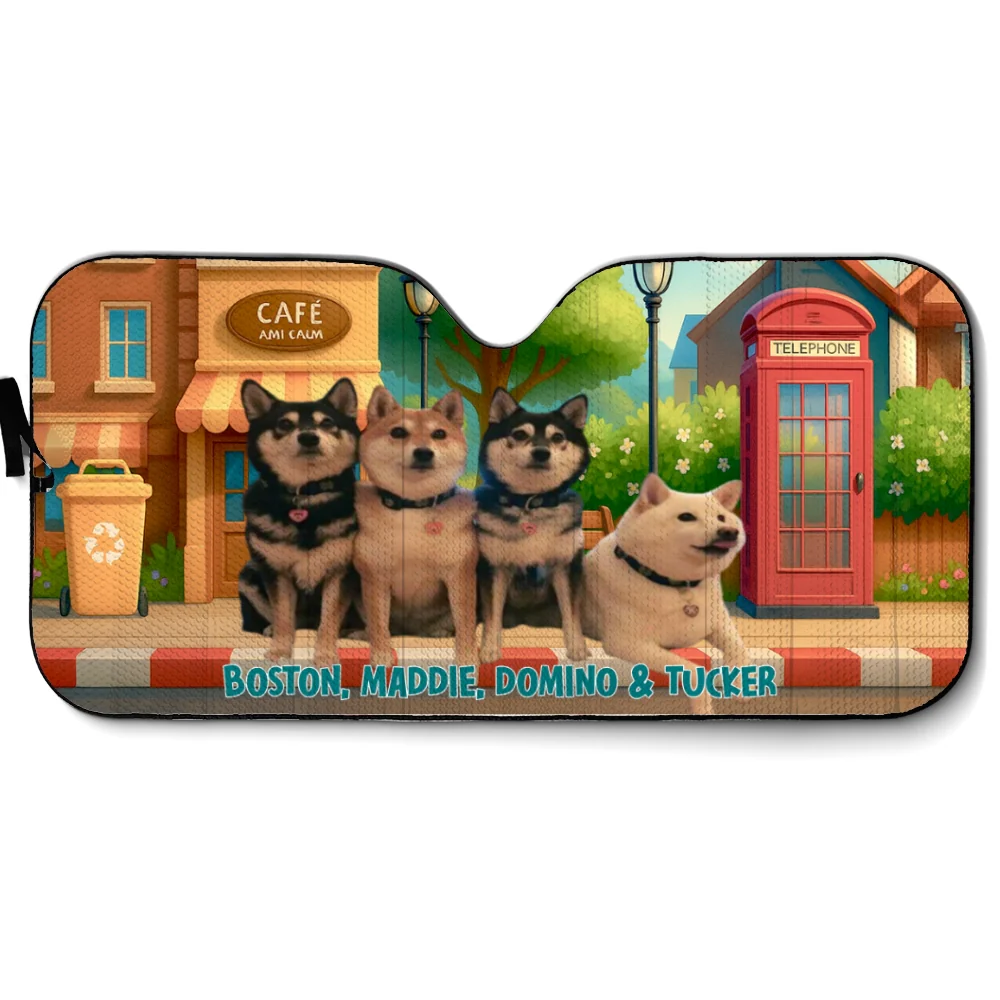 Dog Street Funny Photo - Personalized Custom Car Sunshade - Image 2