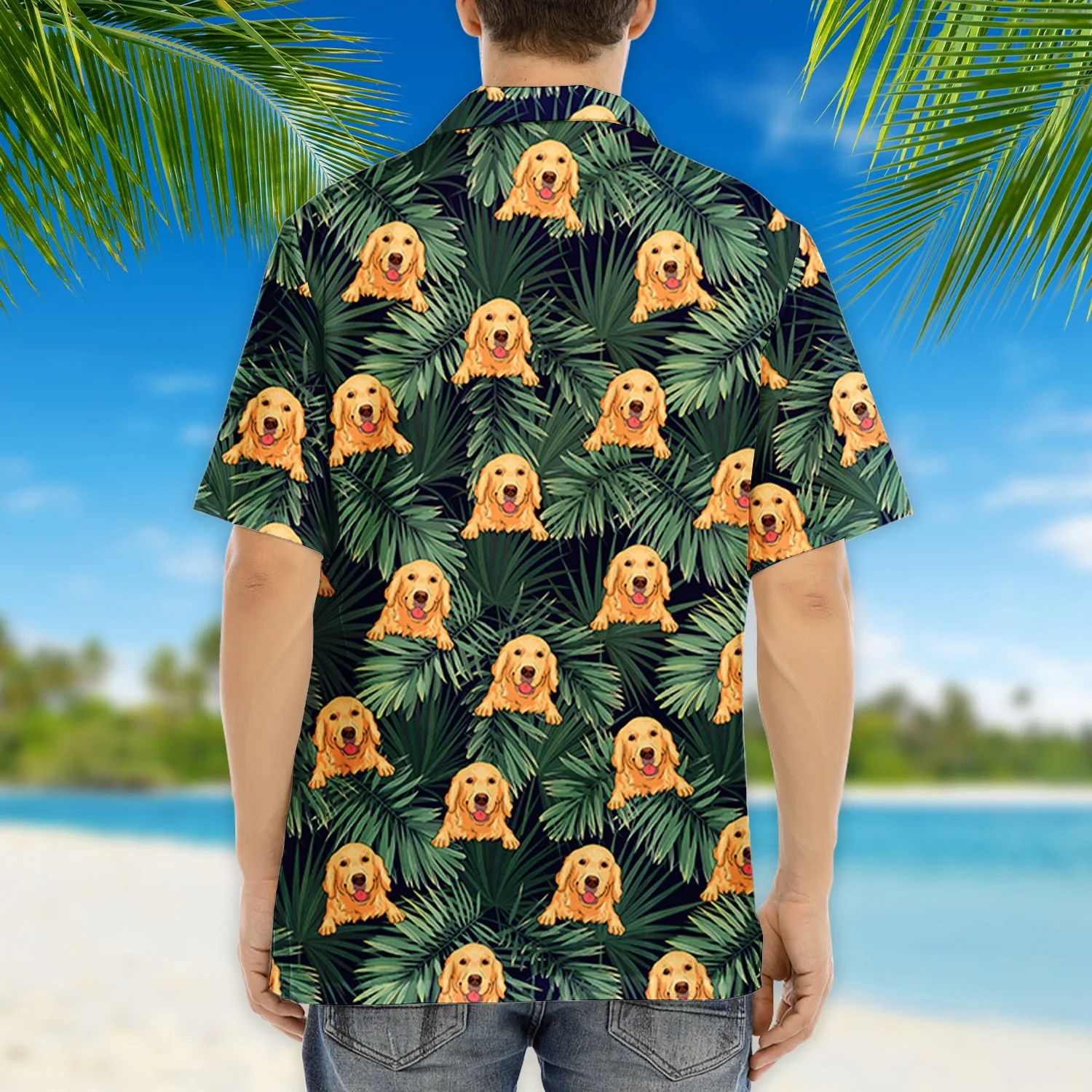 Dog Summer Leaves - Personalized Custom Hawaiian Shirt - Image 6