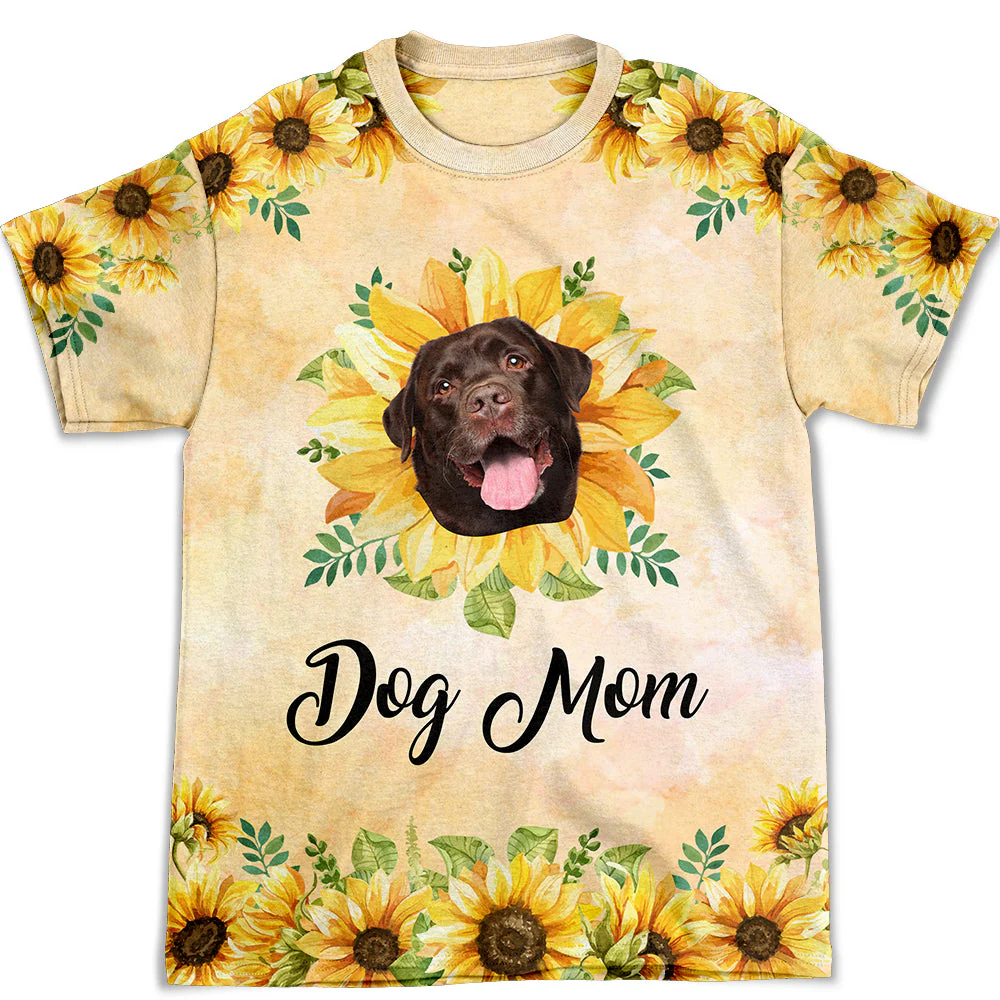 Dog Sunflower - Personalized Custom Photo All-over-print T-shirt - Image 2