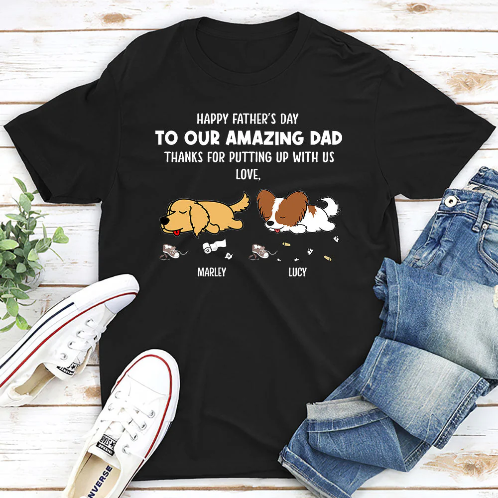 Dog Thanks For Dad 3 - Personalized Custom Unisex T-shirt - Image 2
