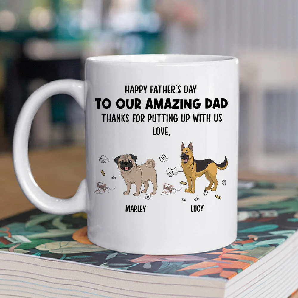 Dog Thanks For Dad - Personalized Custom Coffee Mug - Image 3