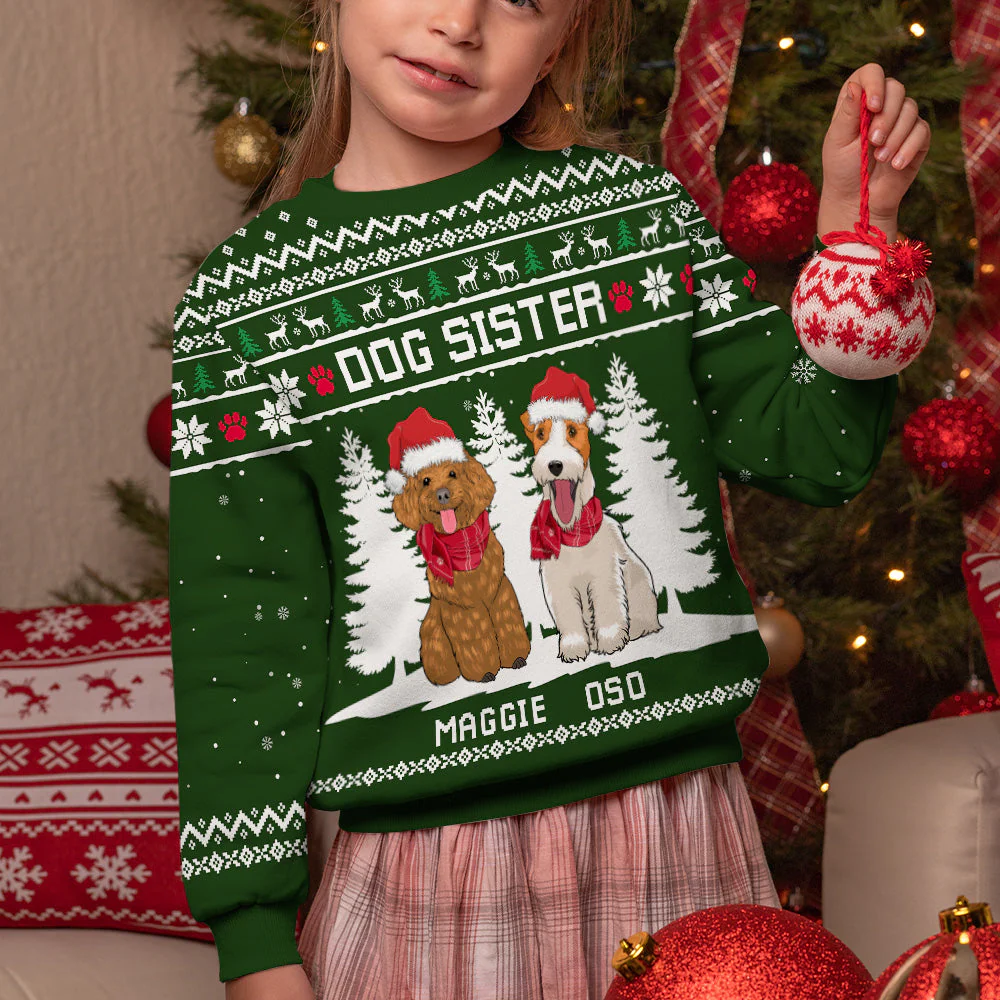 Dog Winter - Personalized Custom Kids All-Over-Print Sweatshirt - Image 4