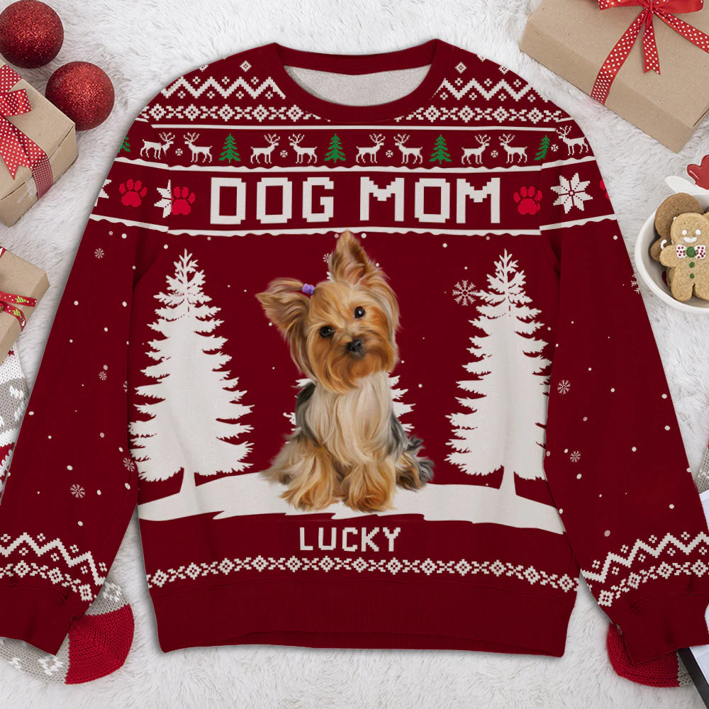 Dog Winter Photo - Personalized Custom All-Over-Print Sweatshirt - Image 2