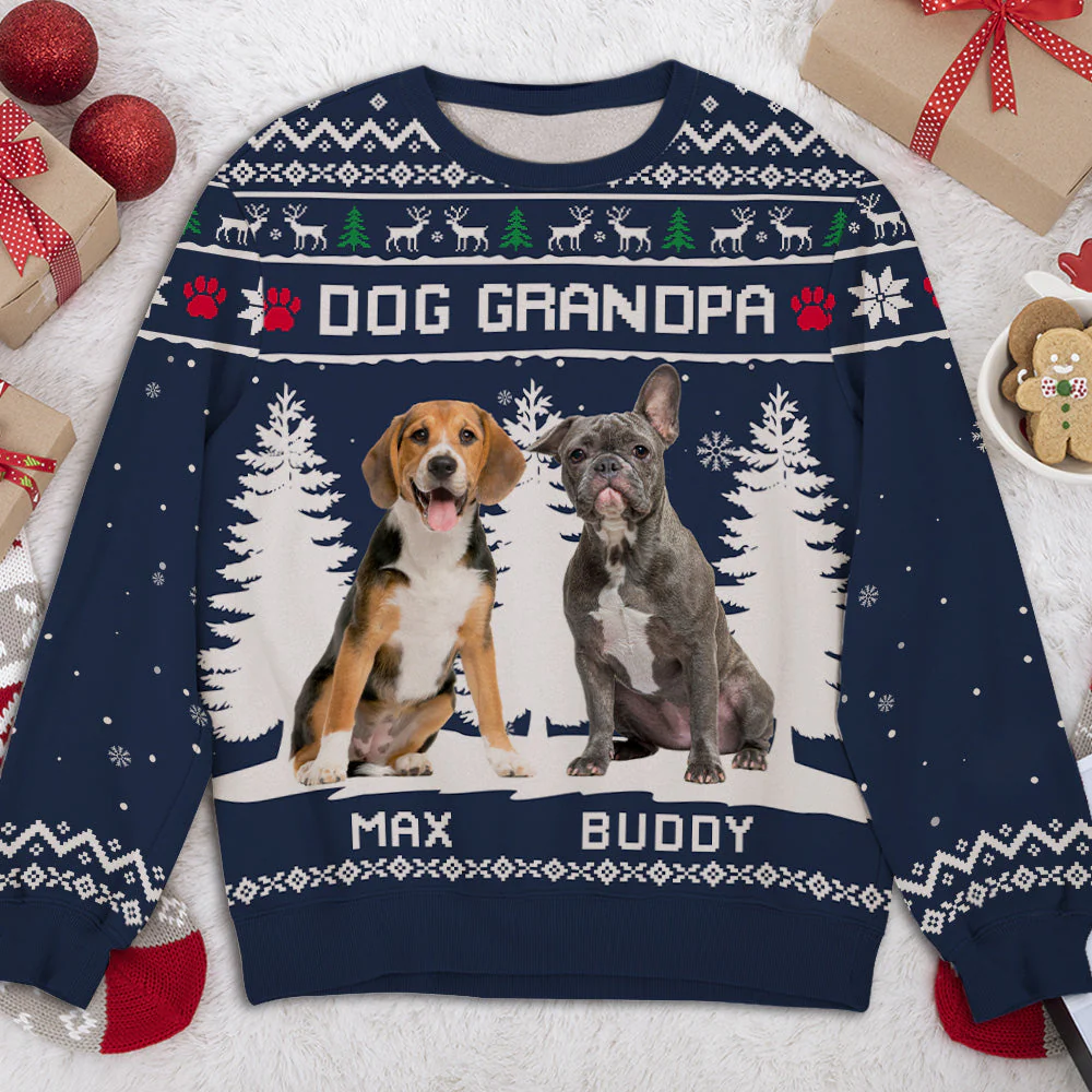 Dog Winter Photo - Personalized Custom All-Over-Print Sweatshirt - Image 3
