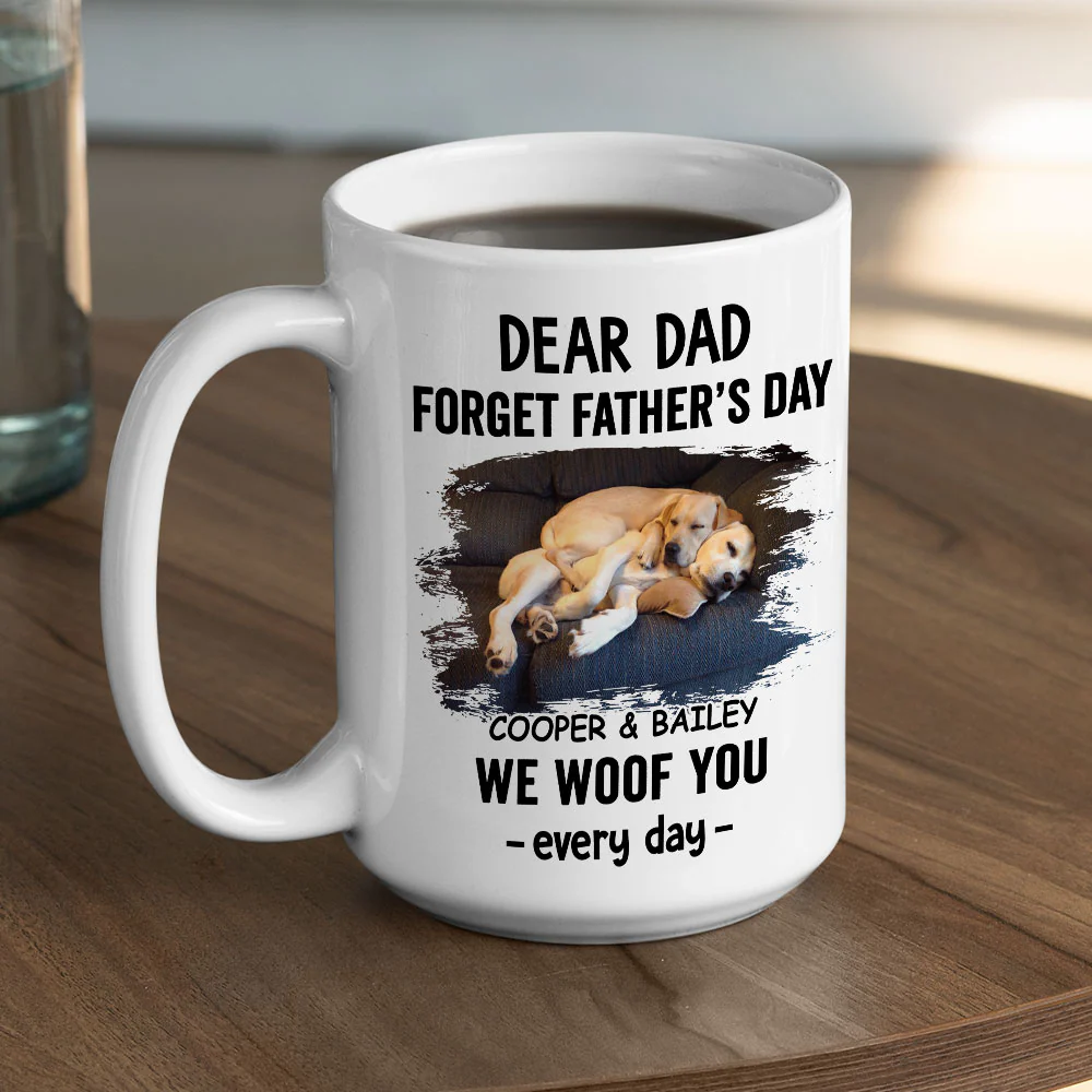Dog Woof Best Dad Photo - Personalized Custom Coffee Mug - Image 4