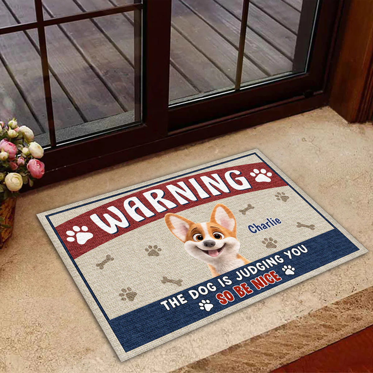 Dogs Are Judging You Be Nice - Personalized Custom Doormat - Image 4