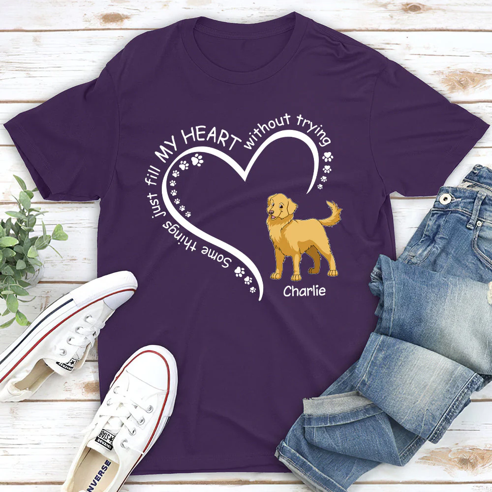 Dogs Fill My Heart - Personalized Custom Unisex T-shirt - Image 2