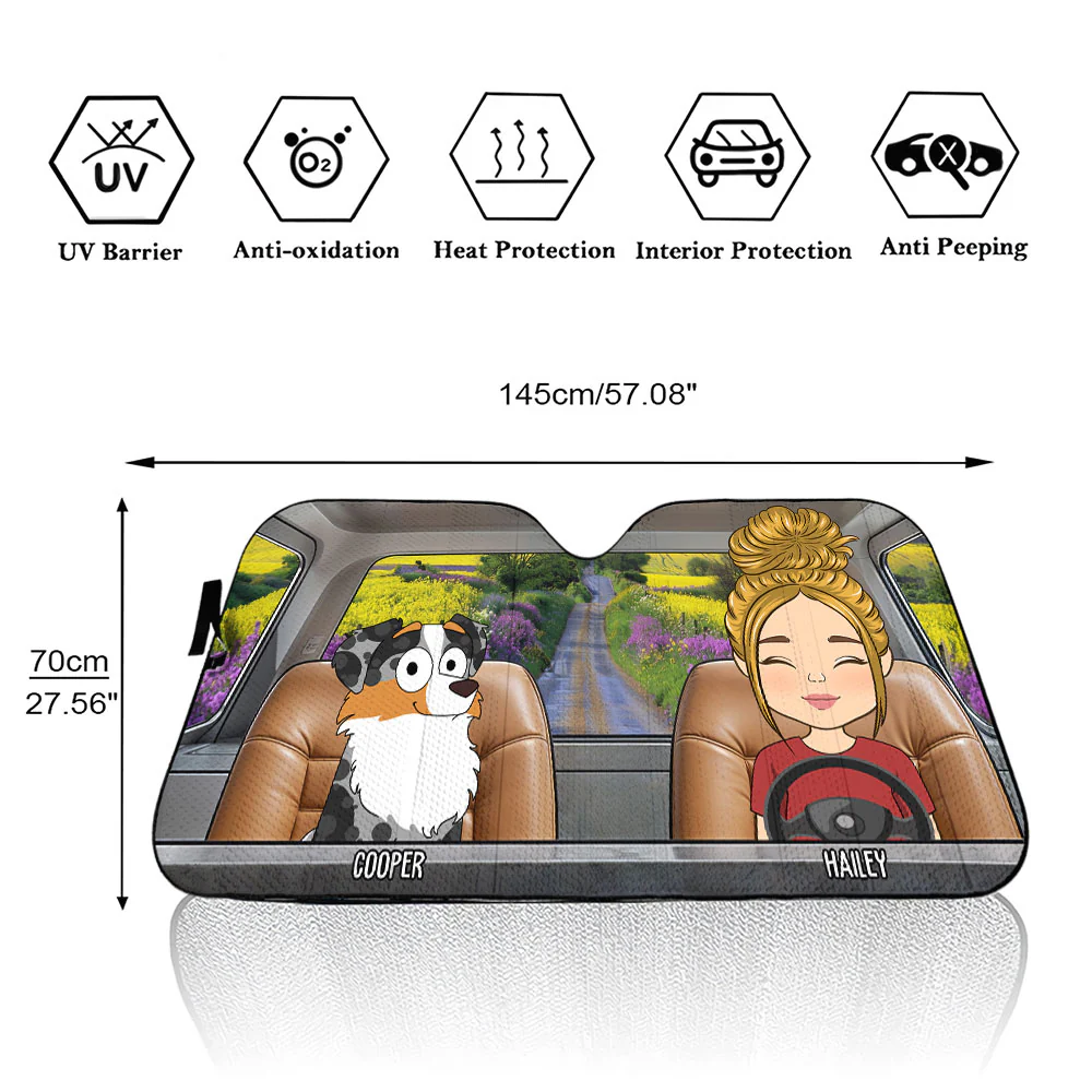 Dogs In My Car - Personalized Custom Car Sunshade - Image 5