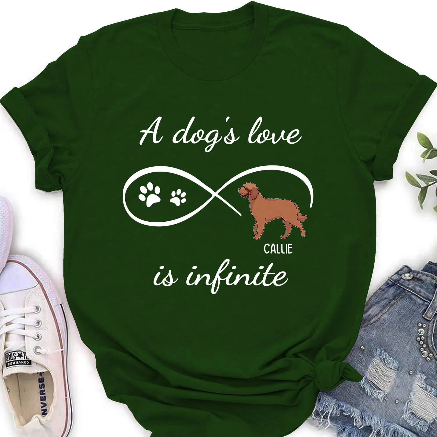 Dog's Infinite Love - Personalized Custom Women's T-shirt - Image 2