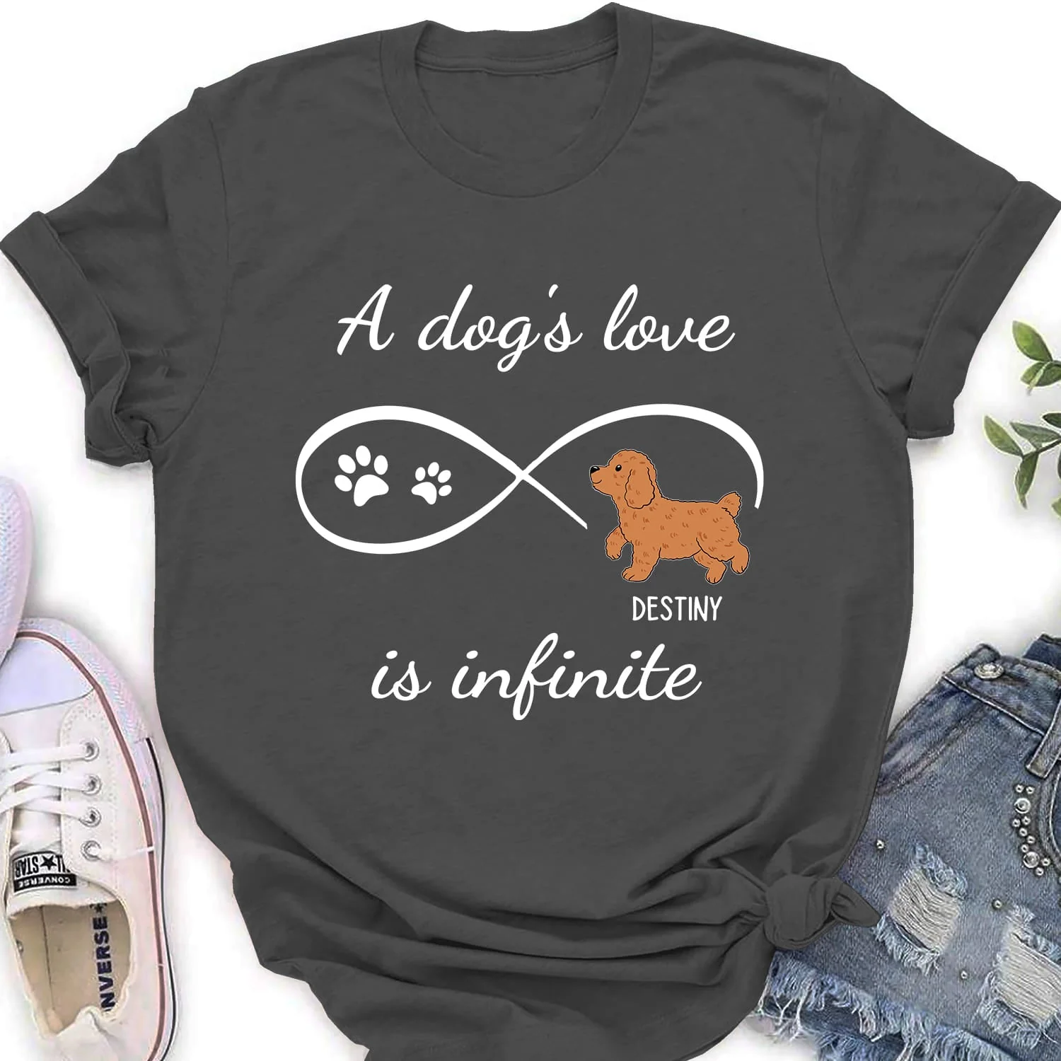 Dog's Infinite Love - Personalized Custom Women's T-shirt - Image 3