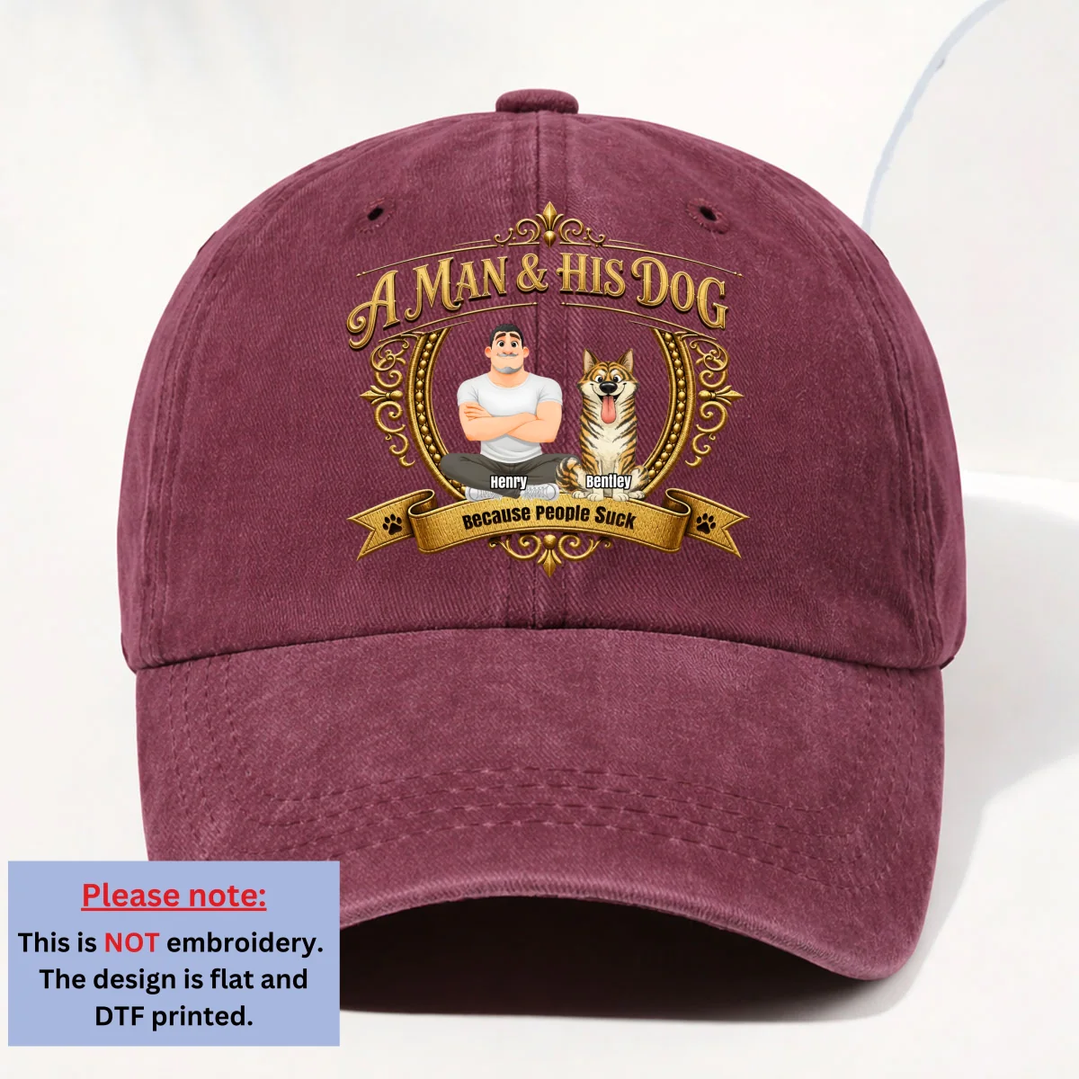 Dogs Over People - Personalized Custom Vintage Washed Denim Cap - Image 10