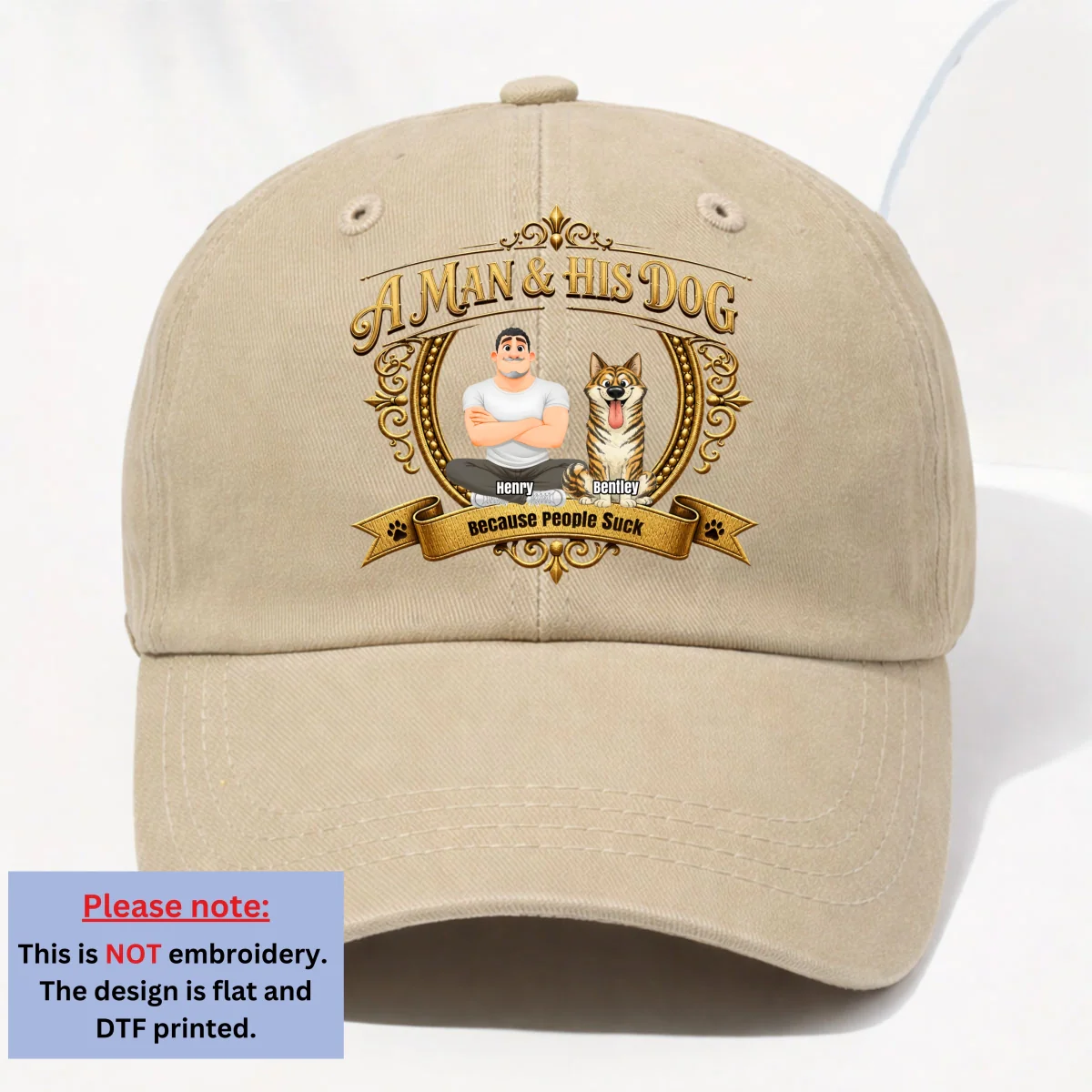 Dogs Over People - Personalized Custom Vintage Washed Denim Cap - Image 11