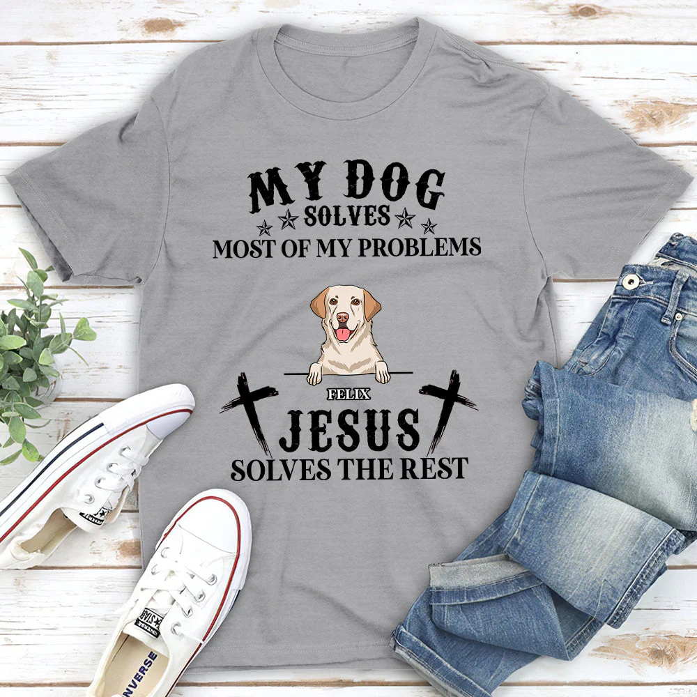 Dogs Solve My Problems - Personalized Custom Unisex T-shirt - Image 3