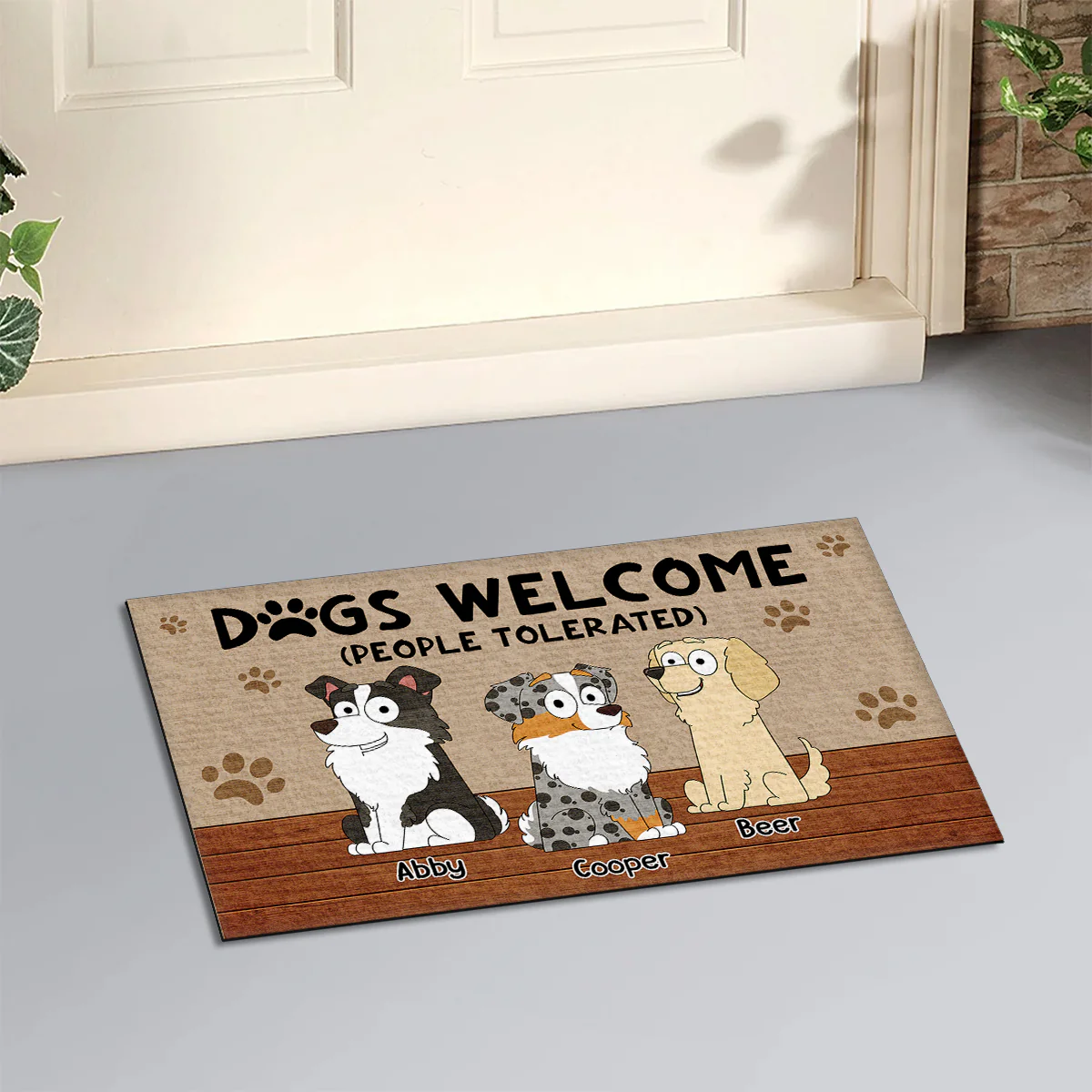 Dogs Welcome People Tolerated - Personalized Custom Doormat - Image 4