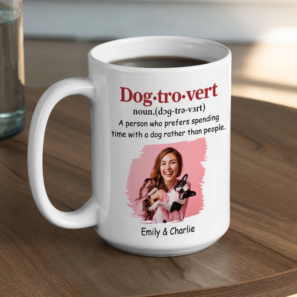 Dogtrovert Person Photo - Personalized Custom Coffee Mug - Image 4