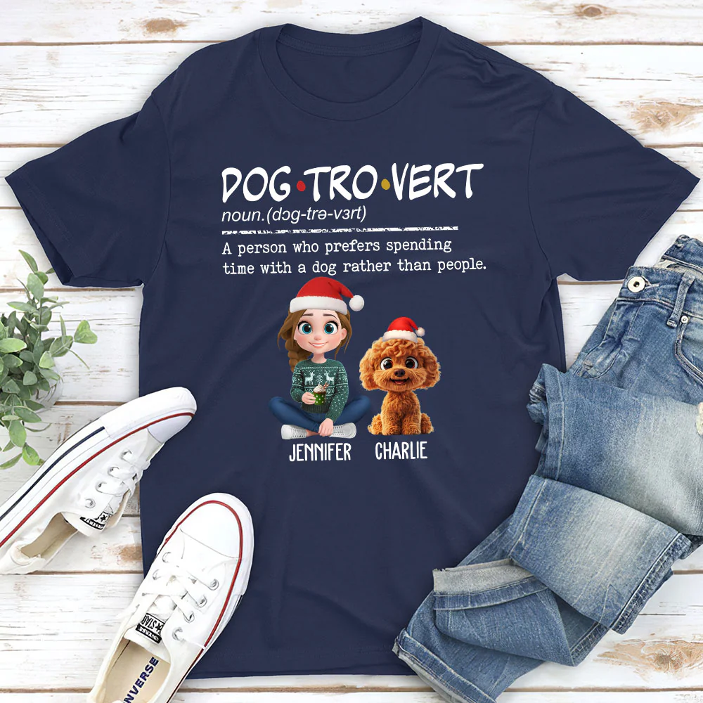 Dogtrovert Vibe Christmas - Personalized Custom Unisex T-Shirt - Image 3