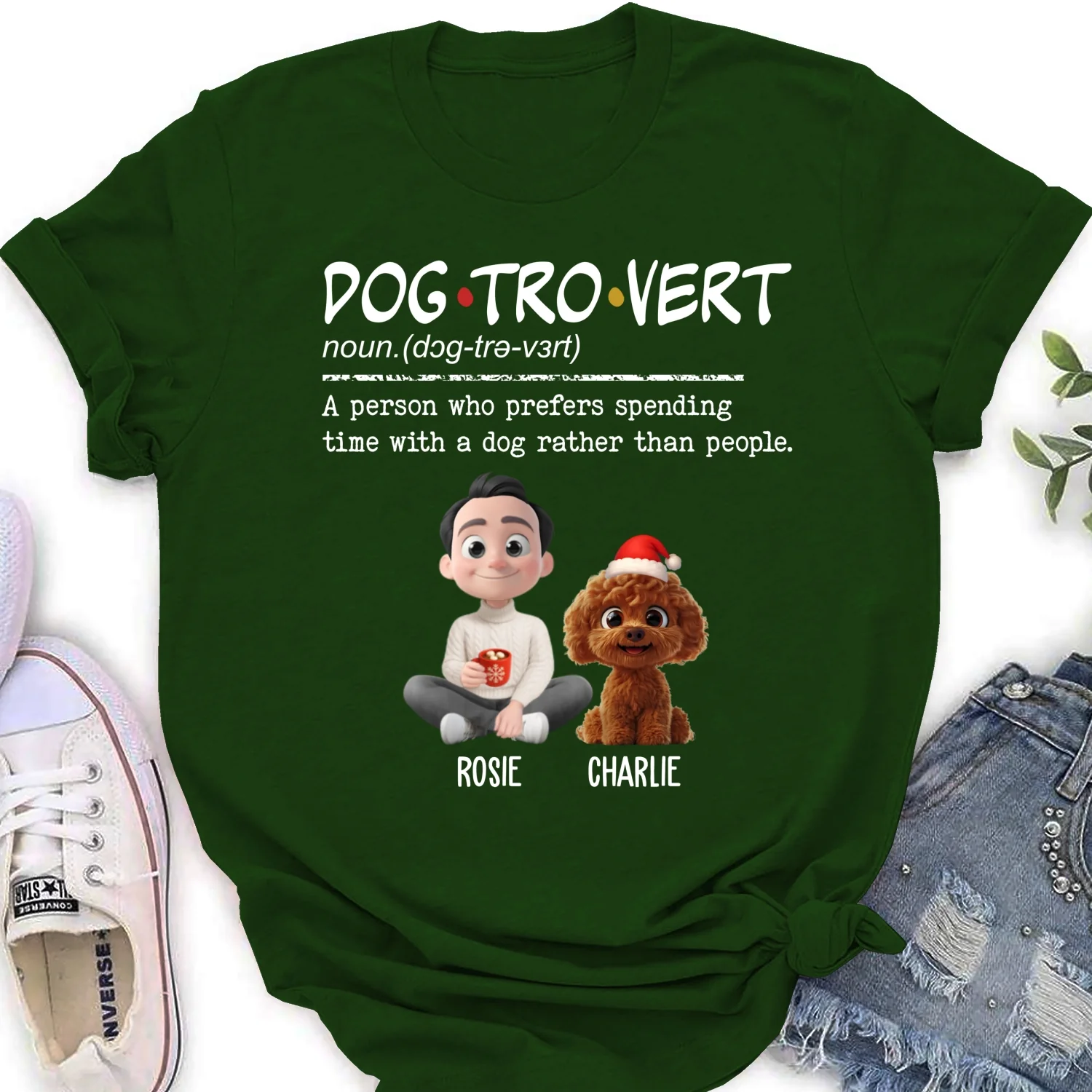 Dogtrovert Vibe Christmas - Personalized Custom Women's T-Shirt - Image 9