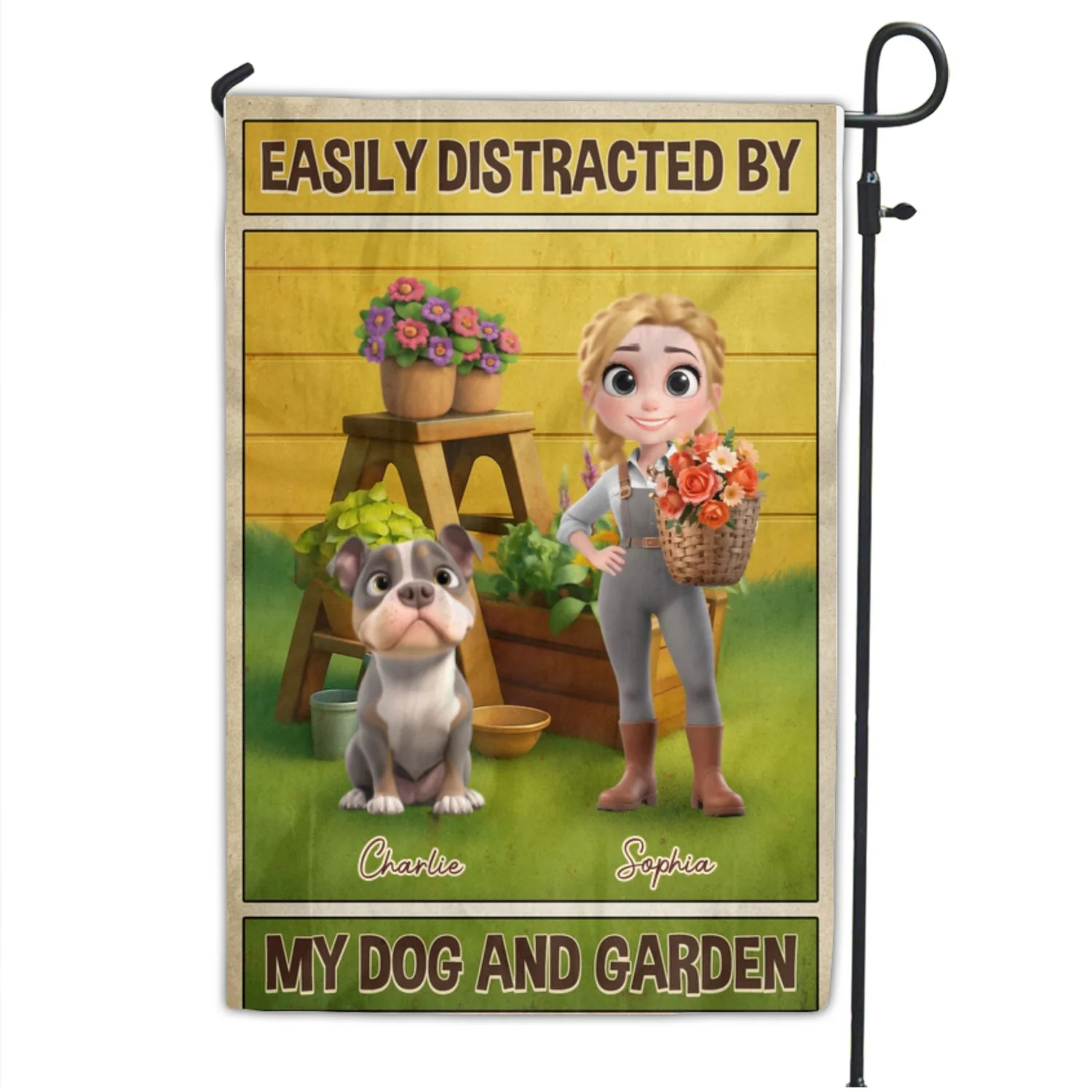 Easily Distracted By Garden And Dog - Personalized Custom Flag - Image 6