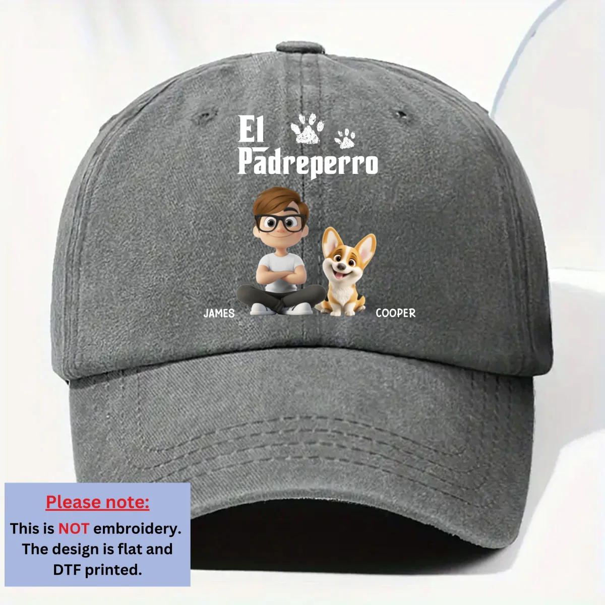 El Padreperro - Gorra de Mezclilla Vintage Lavada Personalizada - Image 8