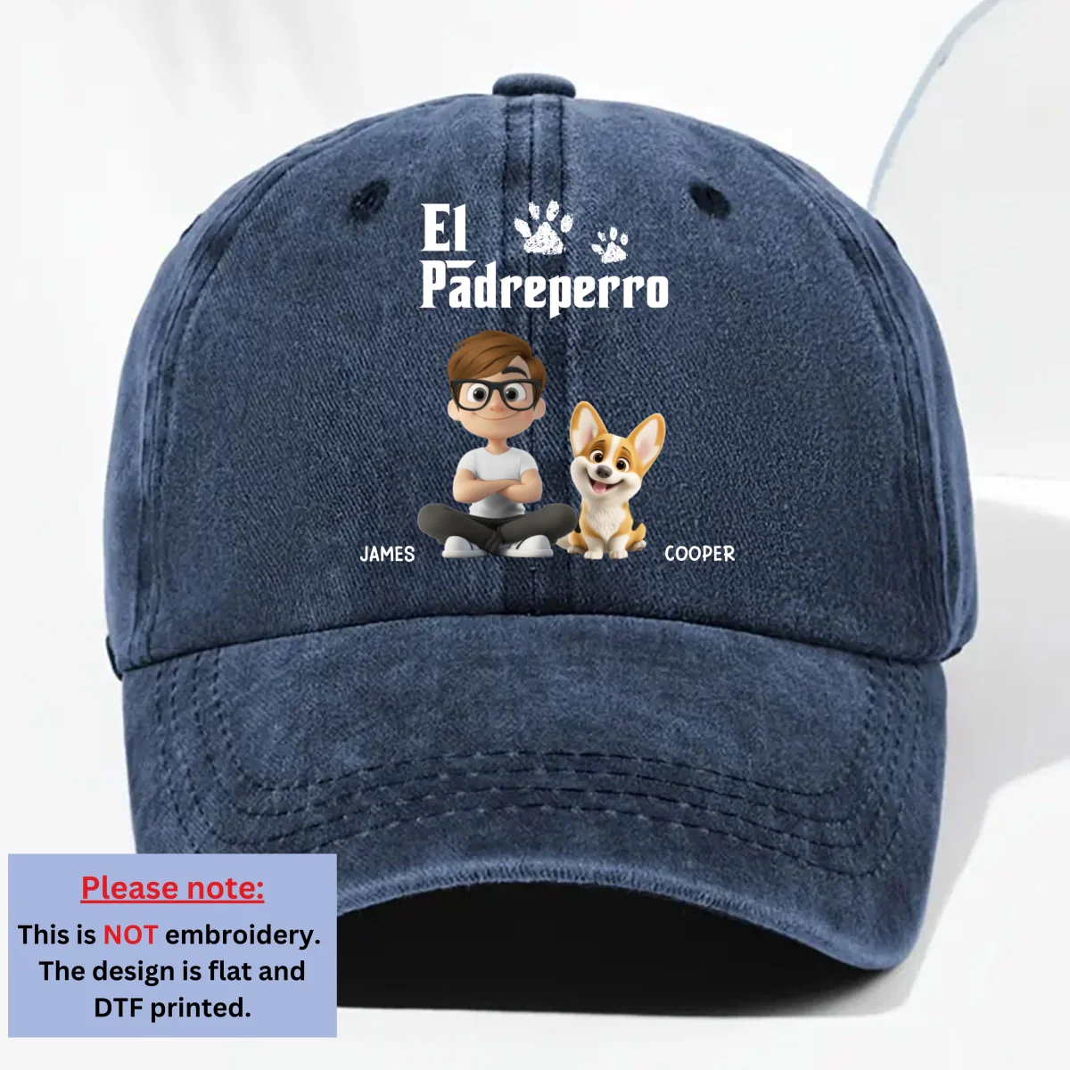 El Padreperro - Gorra de Mezclilla Vintage Lavada Personalizada - Image 9