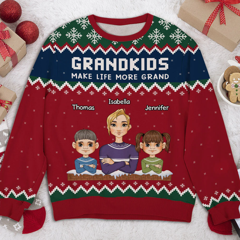 Elegant Grandma And Kids - Personalized Custom All-Over-Print Sweatshirt - Image 2