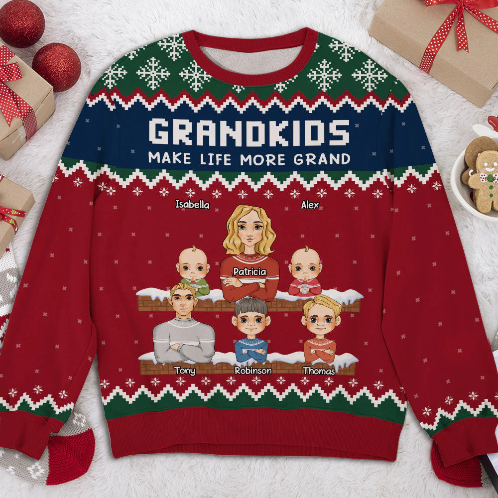 Elegant Grandma And Kids - Personalized Custom All-Over-Print Sweatshirt - Image 4