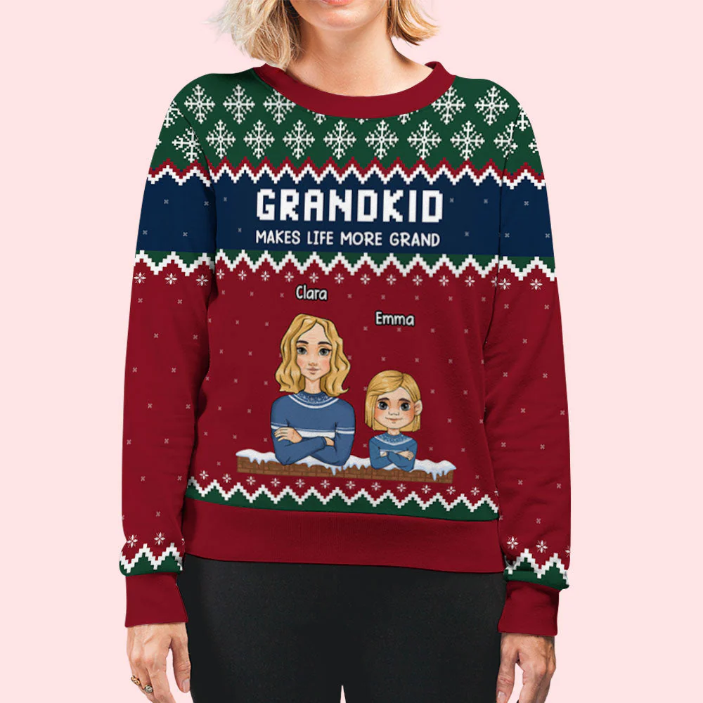 Elegant Grandma And Kids - Personalized Custom All-Over-Print Sweatshirt - Image 6