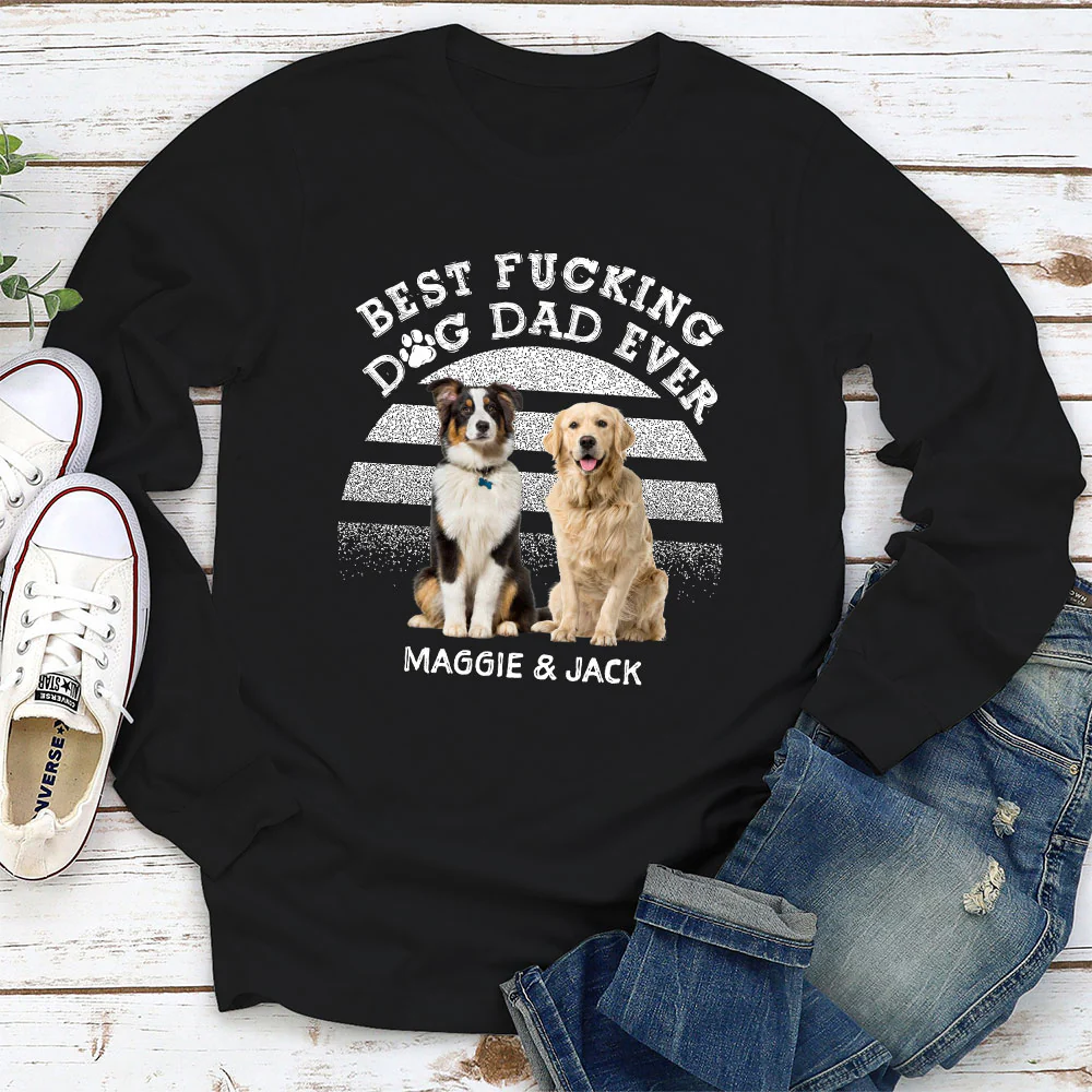Ever Best Dad Photo - Personalized Custom Long Sleeve T-shirt - Image 2