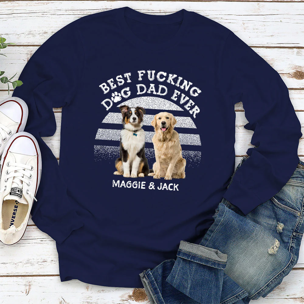 Ever Best Dad Photo - Personalized Custom Long Sleeve T-shirt - Image 3