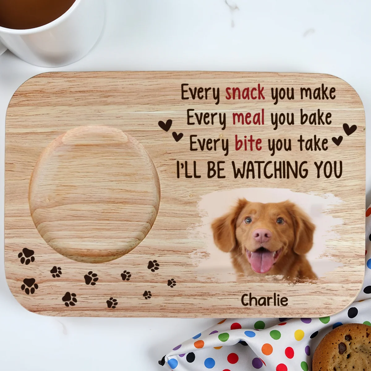 Every Snack You Make Photo - Personalized Custom Wooden Treat Board - Image 3