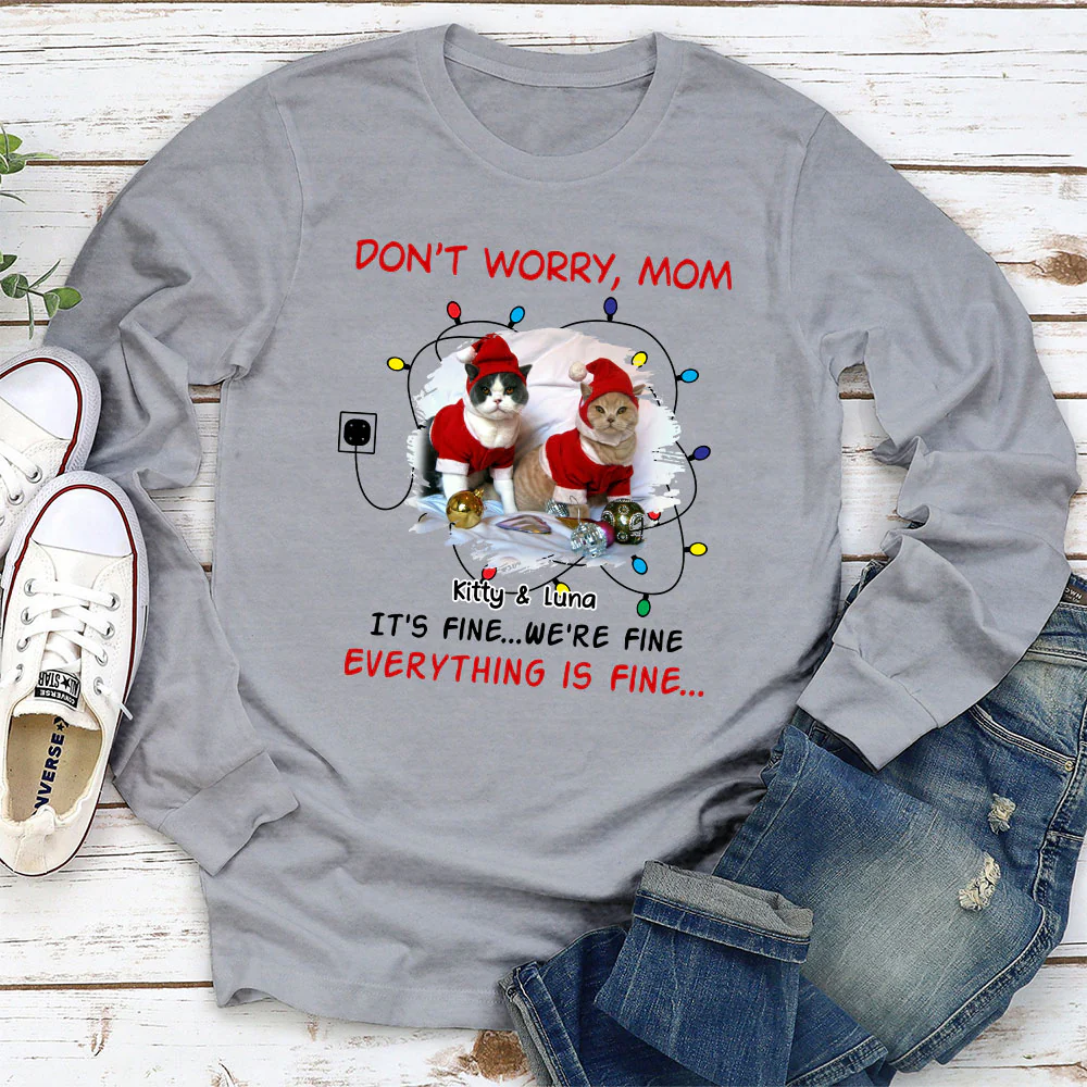 Everything Is Fine Photo - Personalized Custom Long Sleeve T-shirt - Image 3