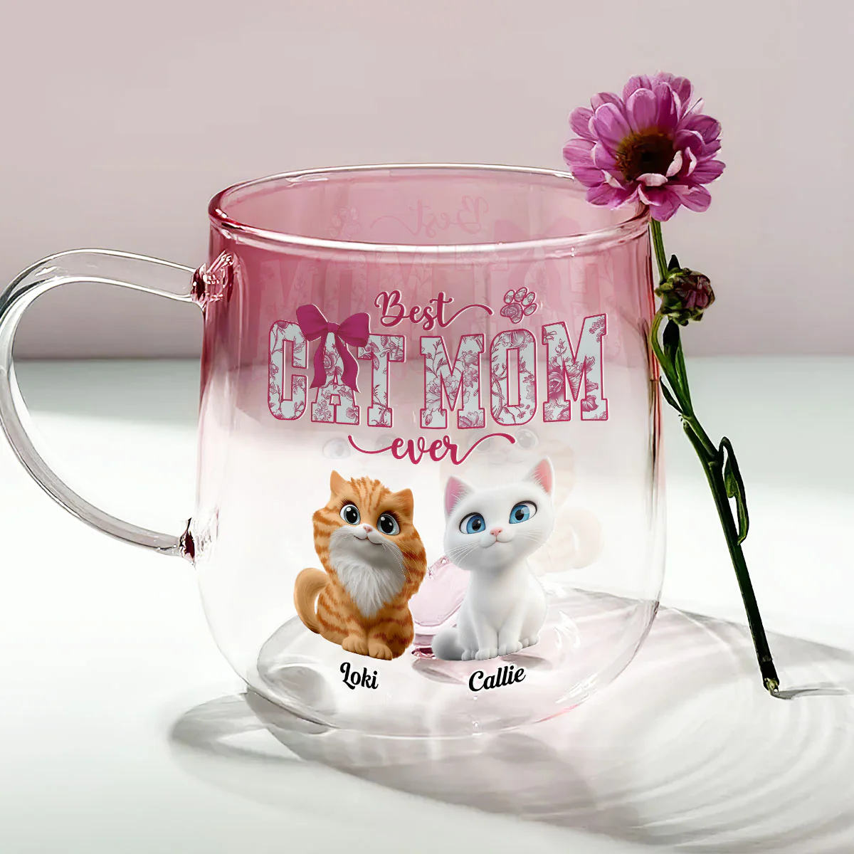Eyes On Me - Personalized Custom Pink Gradient Glass Mug - Image 2