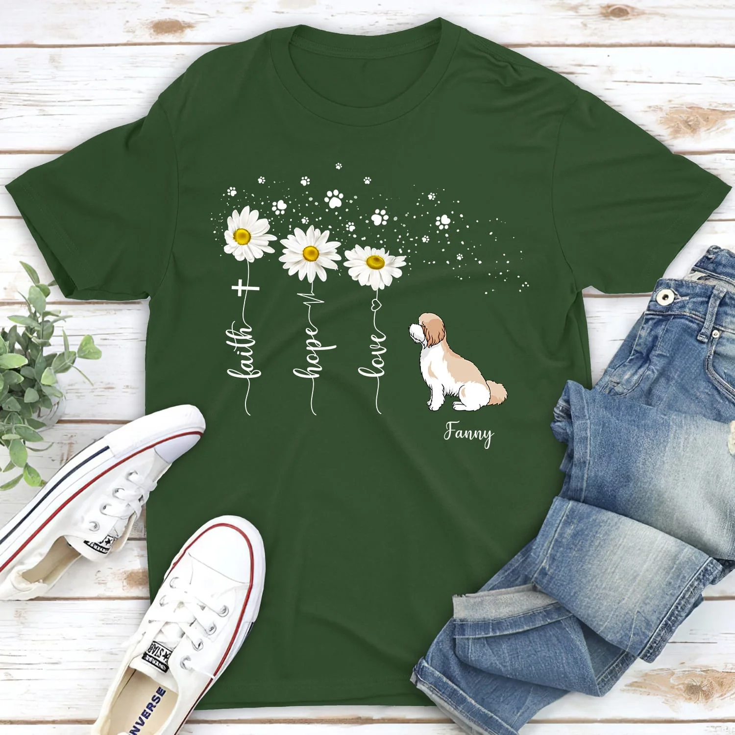 Faith Hope Love Flower - Personalized Custom Unisex T-shirt - Image 3