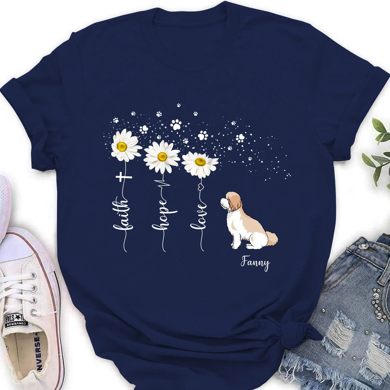 Faith Hope Love Flower - Personalized Custom Women's T-shirt - Image 2