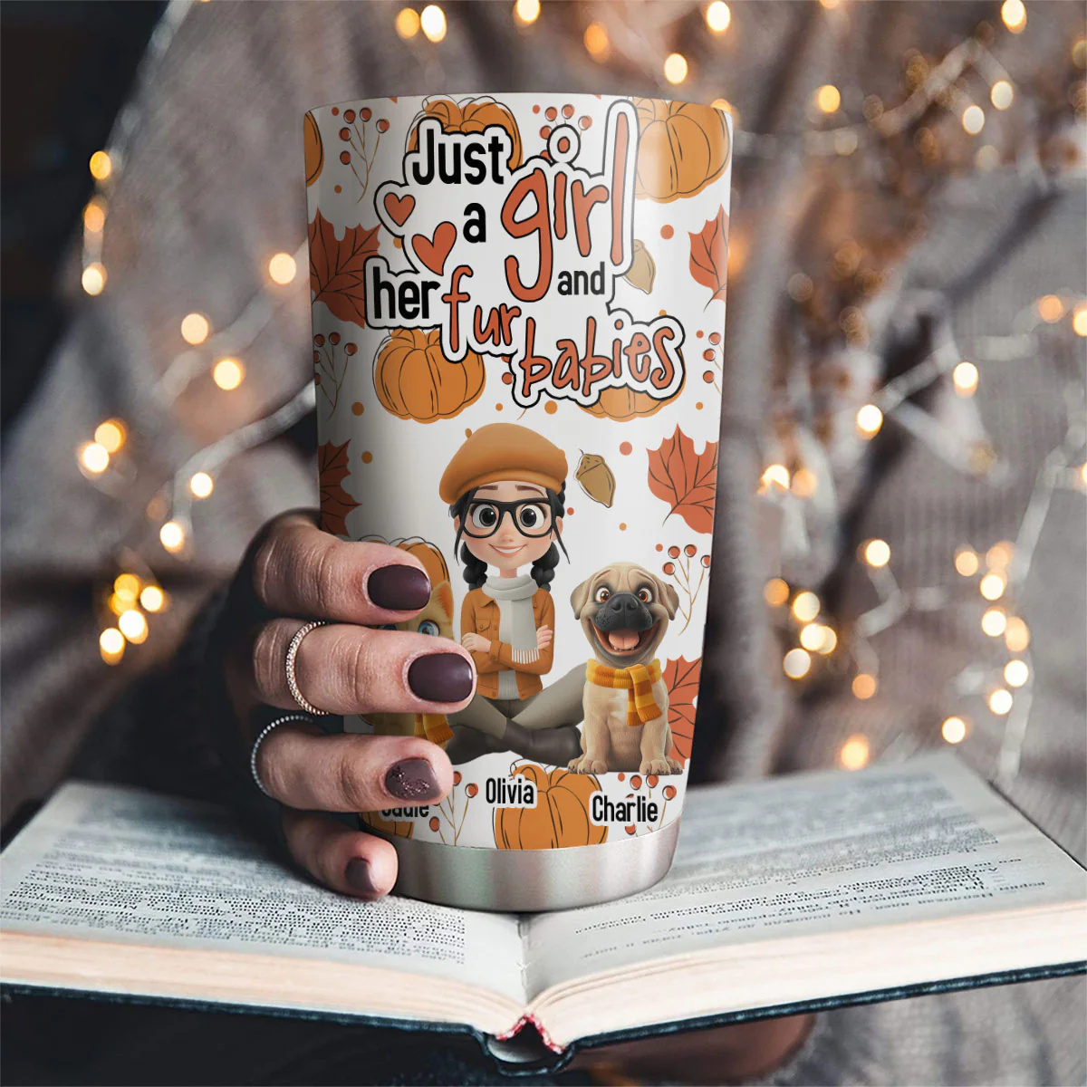 Falling For Fur Babies - Personalized Custom Tumbler - Image 2