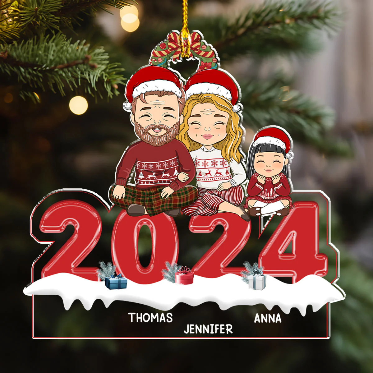 Family 2024 - Personalized Custom Acrylic Ornament - Image 3