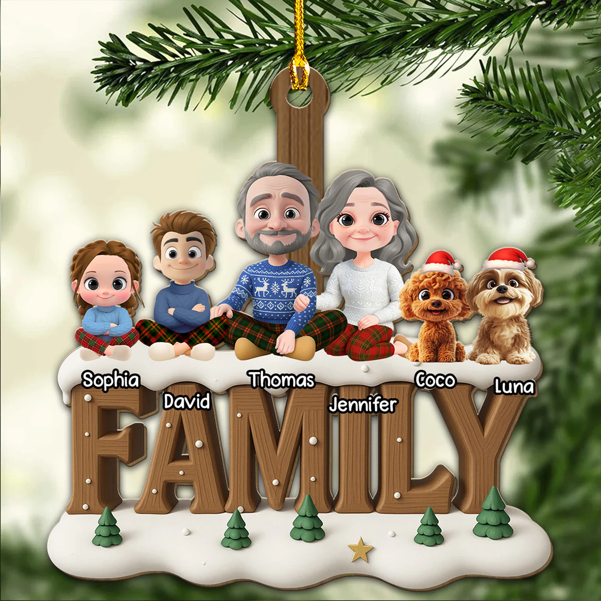 Family Bond Now Onwards - Personalized Custom 3D Effect Wood Ornament - Image 4