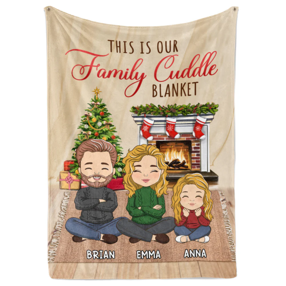 Family Cuddle Blanket - Personalized Custom Fleece Blanket