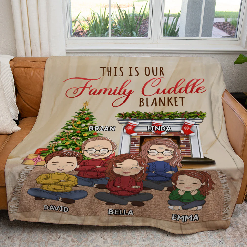 Family Cuddle Blanket - Personalized Custom Fleece Blanket - Image 2