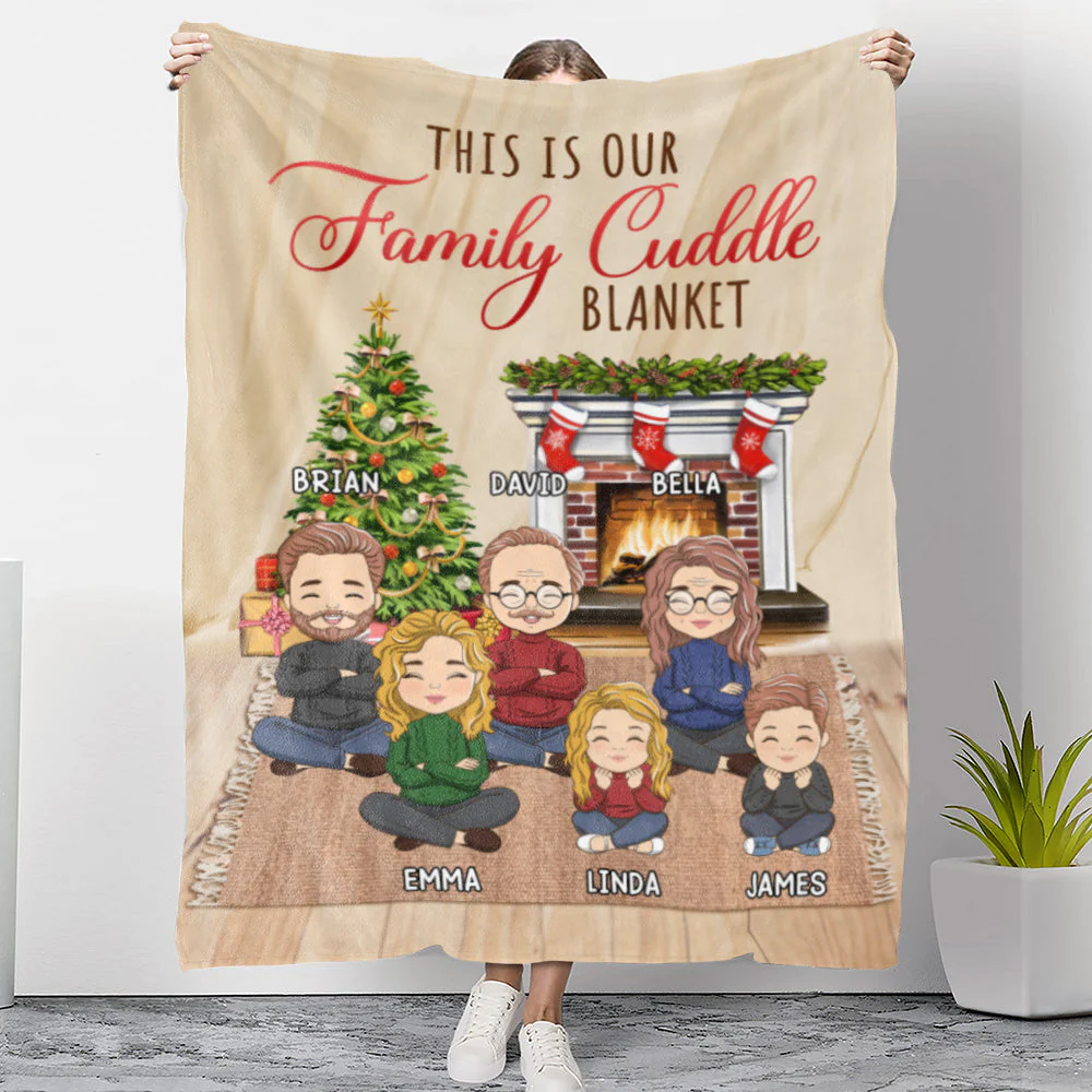 Family Cuddle Blanket - Personalized Custom Fleece Blanket - Image 5