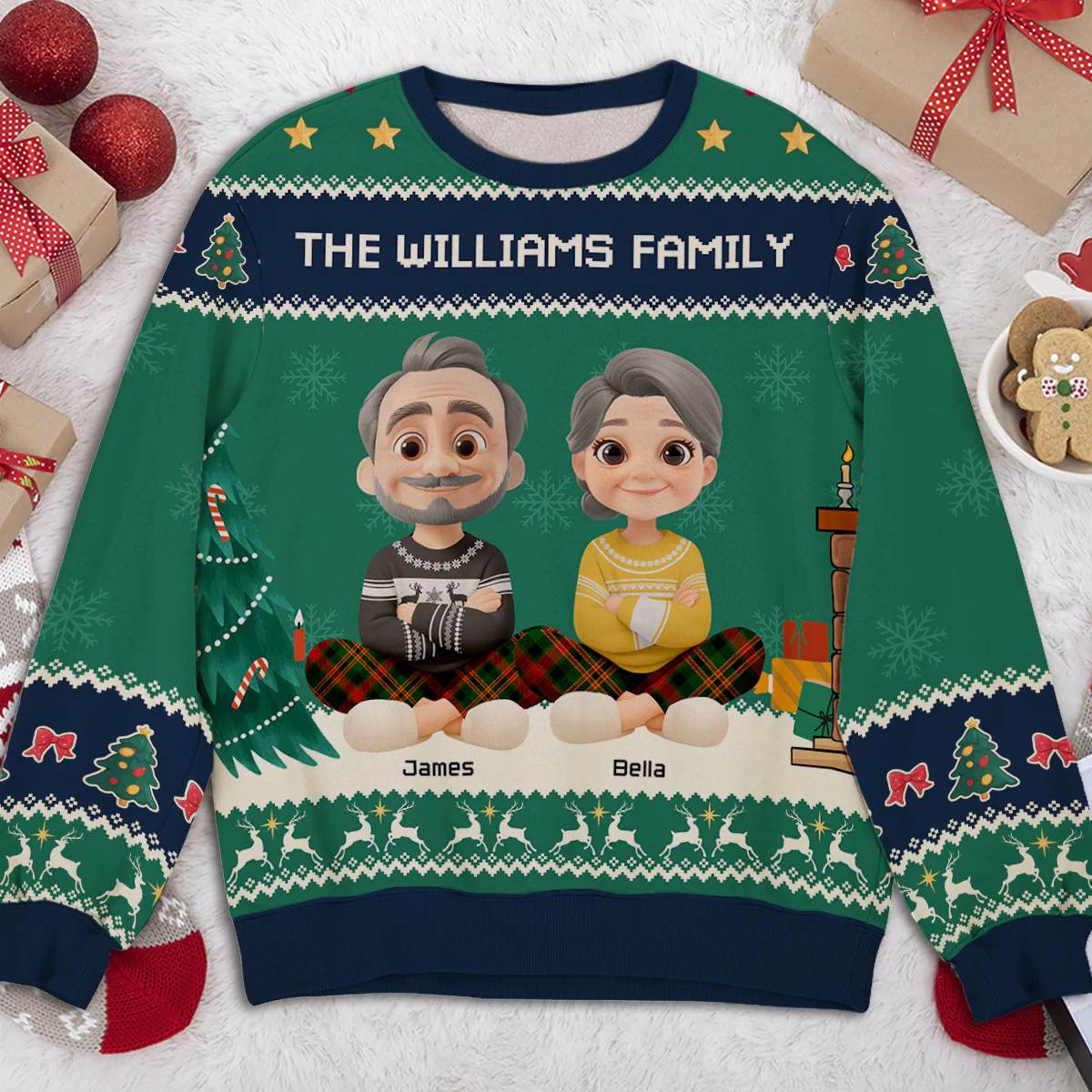 Family Dog Christmas - Personalized Custom All-Over-Print Sweatshirt - Image 3