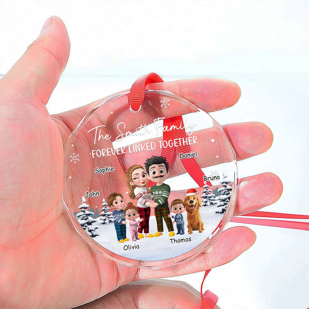 Family Hearts United - Personalized Custom Glass Ornament - Image 4