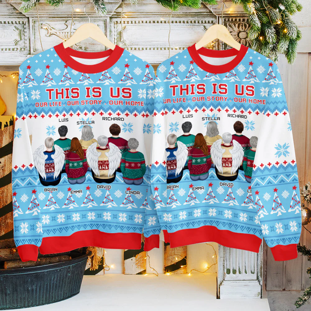 Family In Snow - Personalized Custom All-Over-Print Sweatshirt - Image 4