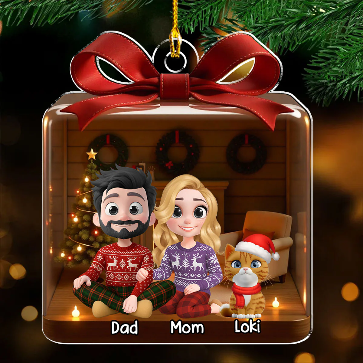 Family Is A Gift Paw Ver - Personalized Custom 3D Effect Acrylic Ornament - Image 2