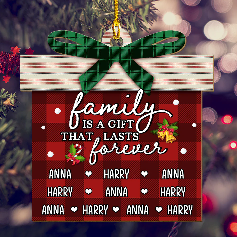 Family Is A Gift - Personalized Custom 1-layered Wood Ornament - Image 2